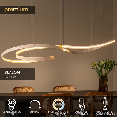 Lucide SLALOM - Hanglamp - LED Dimb. - CCT - 1x80W 2200K/4000K - Beige | Premium